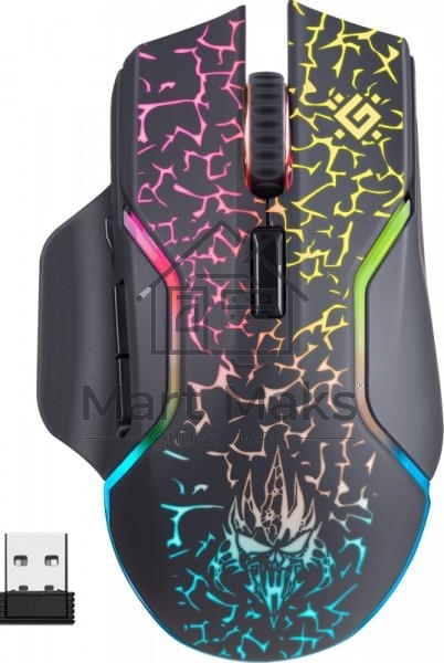 Мышь беспроводная Defender Oneshot GM-067 черный, 3200 dpi, радиоканал, USB, кнопки - 7