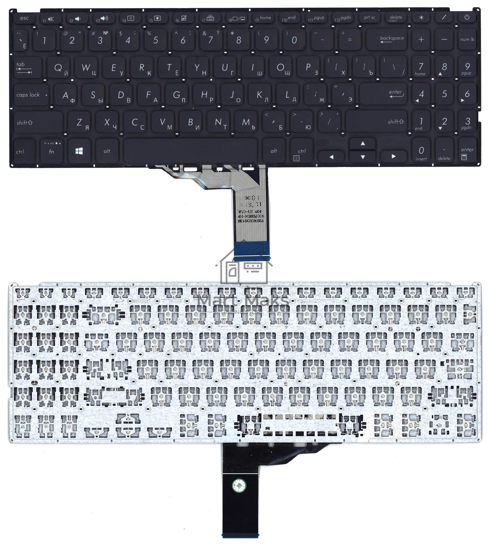 Клавиатура для ноутбука Asus Vivobook F509U, F509UA, F509UB, F509UJ, F509JP, F509MA, X509, X509FA, X509FJ, X509DA, X509JA, X512, X512FA, X512DA, X512UA, X512UB черная