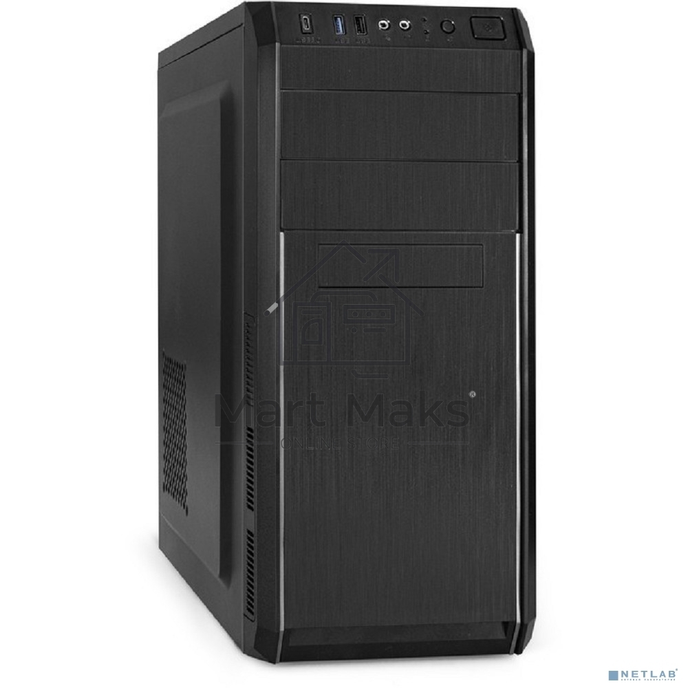 Компьютерный корпус Miditower ExeGate XP-334UC (ATX, без БП, 1*USB+1*USB3.0+1*TypeC, аудио, черный)