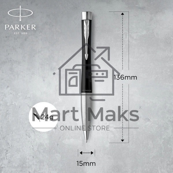 Ручка шариковая Parker Urban Core (CW2150858) Muted Black CT M, черные чернила, подарочная коробка с европодвесом