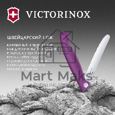 Нож кухонный Victorinox Swiss Classic 6.7835.FC1 стальной столовый лезв. 110 мм серрейт. заточка пурпурный карт. коробка
