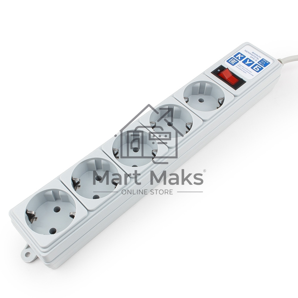 Фильтр-удлинитель Power Cube B 3,0 м 5 розеток (серый) 10А/2,2кВт