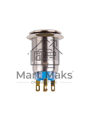 Кнопка антивандальная Ø19 12В Фикс (5с) ON-OFF/OFF-ON подсв/синяя Rexant