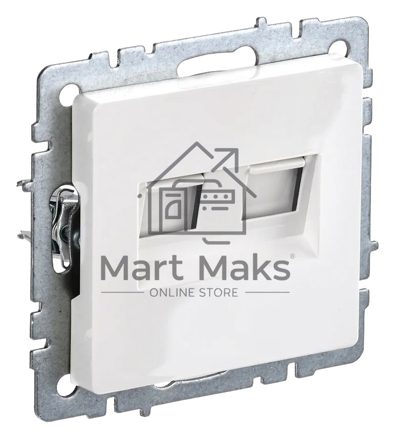 Роз. двойная IEK BRITE RJ11+RJ45 кат.5E РК/Т12-БрБ бел.