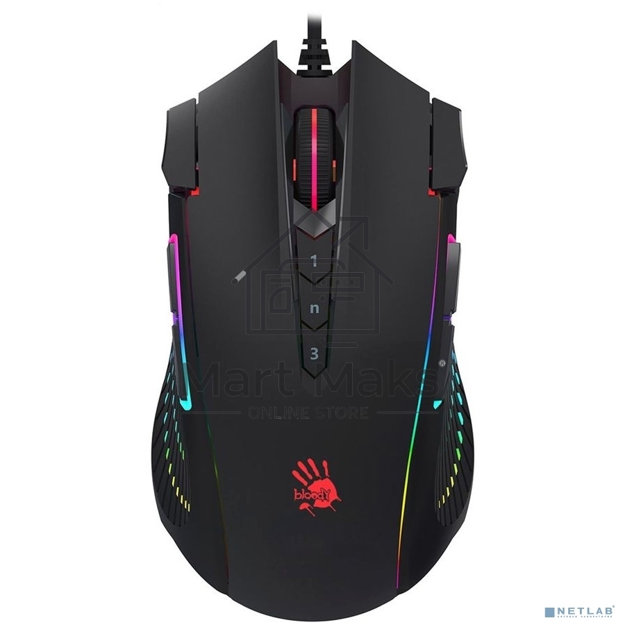 Мышь проводная A4Tech Bloody J90s черный, 8000 dpi, USB, кнопки - 12
