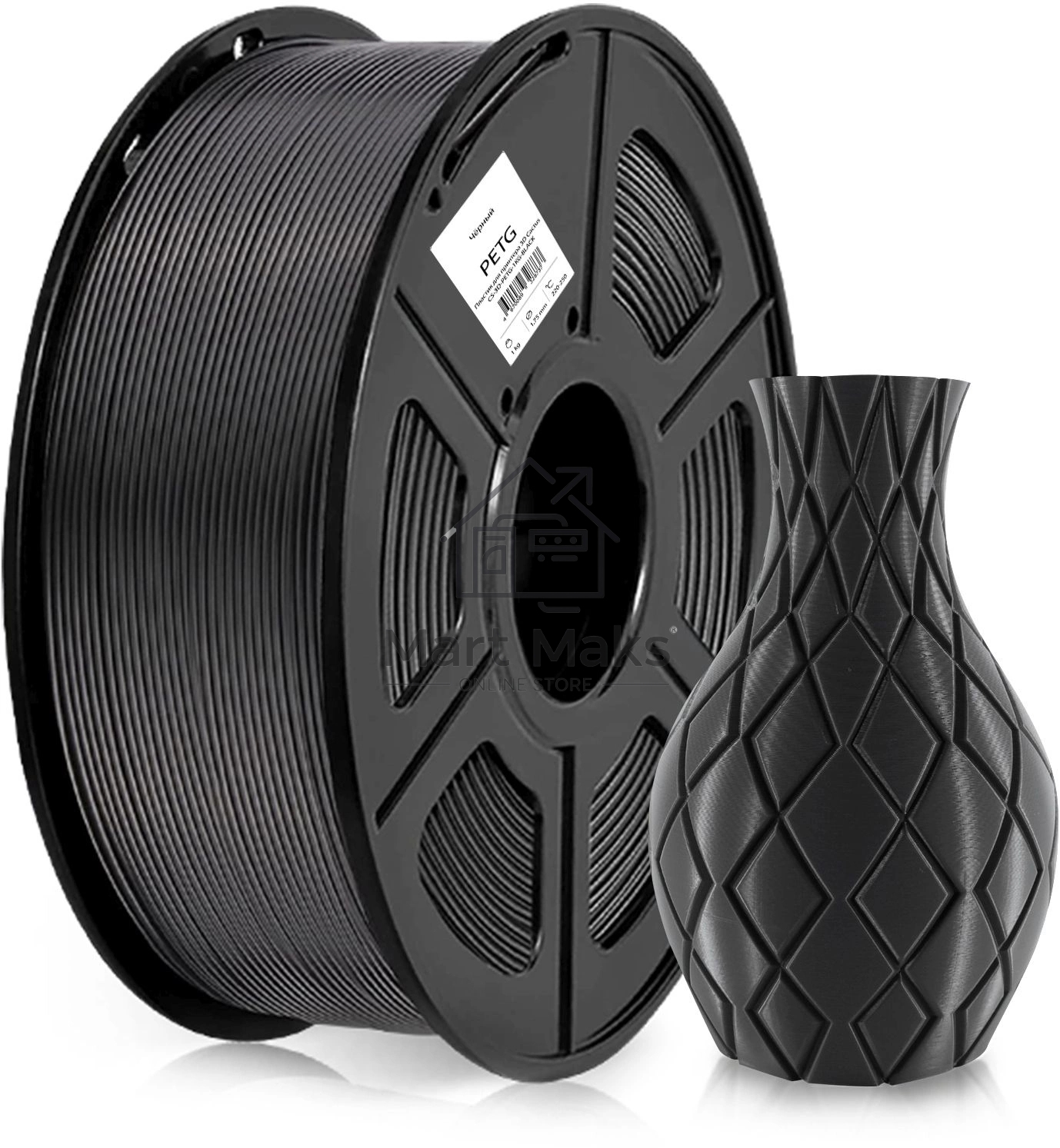 Пластик для принтера 3D Cactus CS-3D-PETG-1KG-BLACK PETG d1.75мм 1кг 1цв. черный