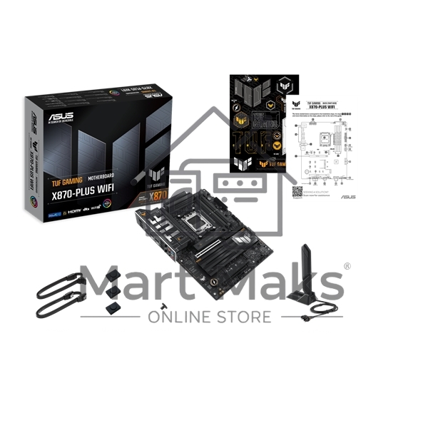 Материнская плата ASUS TUF GAMING X870-PLUS WIFI, AM5, AMD X870, 4xDDR5, 2xSATA, 4xM.2, 1xPCIe 5.0 x16, 1xPCIe 4.0 x4, 1xHDMI, 1xUSB-C 3.2 Gen 2, 1xUSB-C 3.2 Gen 2x2, 2xUSB-C 4.0, 1x 2.5Gb LAN, 1xUSB-A 2.0, 3xUSB-A 3.2 Gen 2, 4xUSB-A 3.2 Gen 1, 5x3.5 мм, 