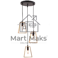 Светильник Ambrella light TR80499/3 BK/LW черный/светлое дерево E14/3 max 60W D350*1000