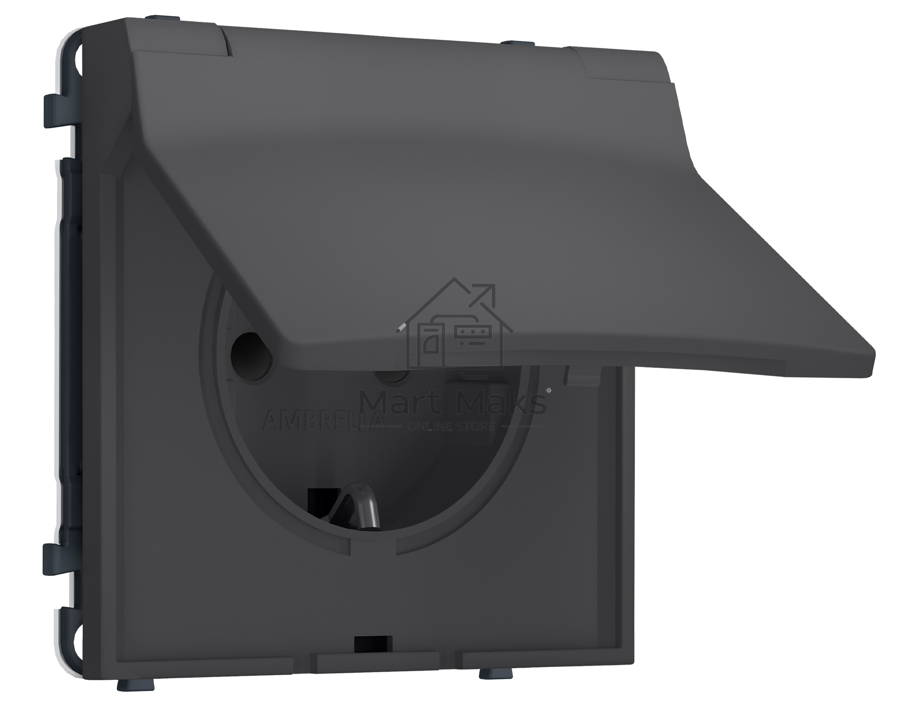 Комплект механизма электрической розетки SIGMA Графит Мягкое касание 50Hz 2P+E с/з с/ш и крышкой IP44 16A-250V QUANT PRO (SP9080, PR141)
