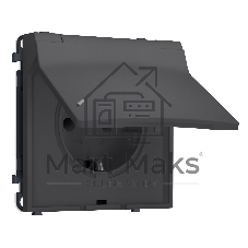 Комплект механизма электрической розетки SIGMA Графит Мягкое касание 50Hz 2P+E с/з с/ш и крышкой IP44 16A-250V QUANT PRO (SP9080, PR141)
