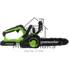 Цепная пила аккумуляторная GreenWorks G24CS25K2, 24V, 25 см, c АКБ 2Ач и ЗУ (2007707UA)
