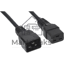 Кабель питания Cabeus PC-IEC19-IEC20-1.8M IEC 60320 С19, вилка IEC 60320 С20, 1.8 м, 16А, из кабеля 3х1,5 мм², черный