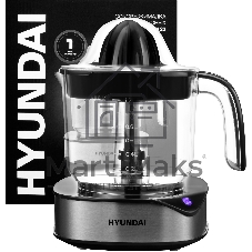 Соковыжималка Hyundai HY-JC4123 стальной/чёрный, цитрусовая, 30 Вт, 1200 мл, механическое