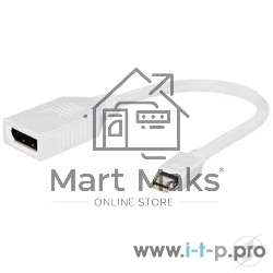 Переходник Gembird Переходник miniDisplayPort - DisplayPort, 20M/20F, длина 16см, белый (A-mDPM-DPF-001-W)