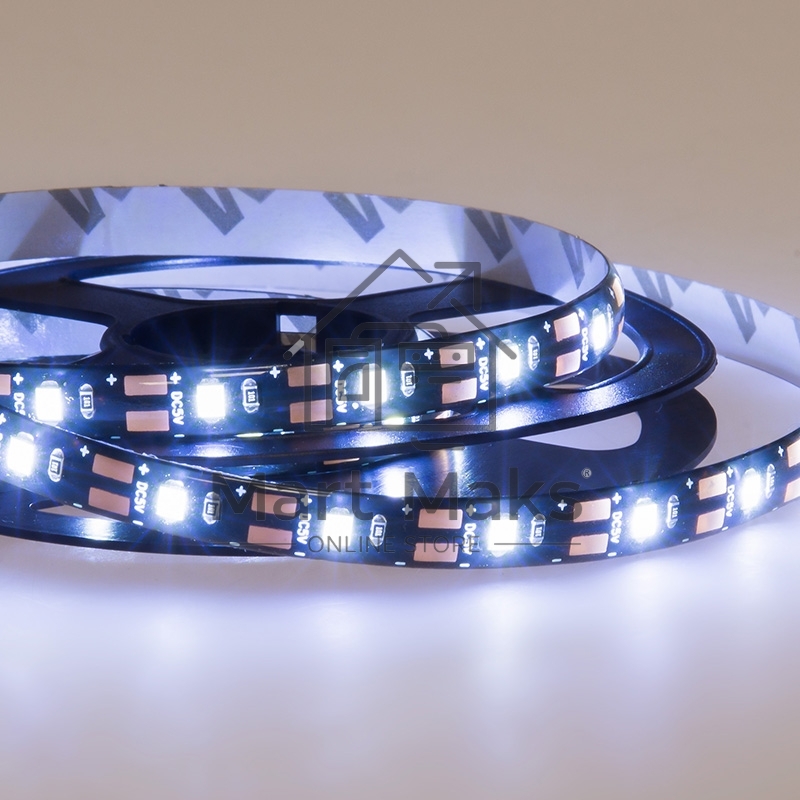 Лента LED с USB коннектором 5 В, 8 мм, IP65, SMD 2835, 60 LED/m, цвет свечения белый (6500 K)