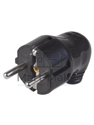 Вилка Iek EVP11-16-01-K02 ВПу11-02-Ст разборная угловая с з/к 16А черная