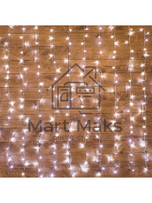 Гирлянда Светодиодный Дождь 1,5х1,5 м, свечение с динамикой, прозрачный провод, 230 В, диоды белые