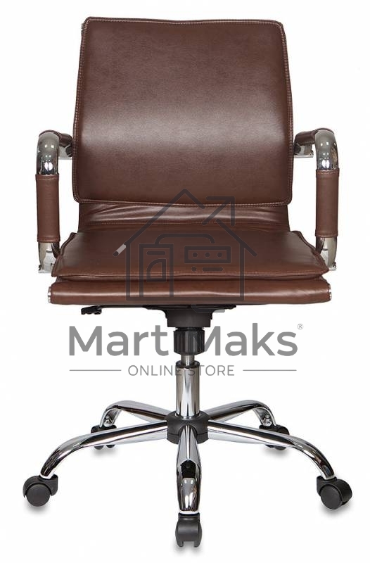 Кресло руководителя Бюрократ CH-993-Low/Brown коричневый, низкая спинка, искусственная кожа, крестовина хромированная