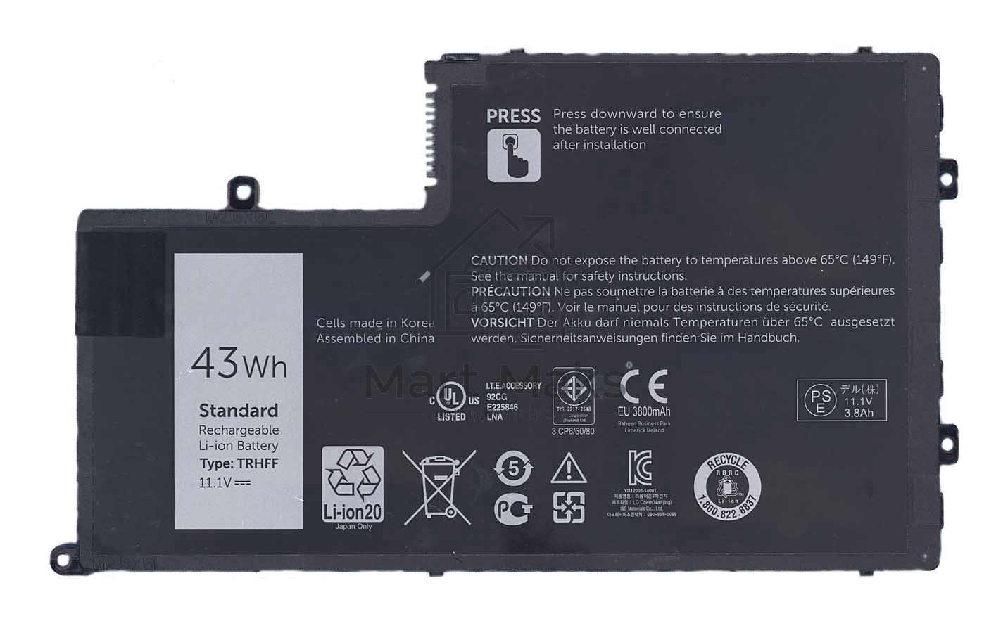 Аккумуляторная батарея для ноутбука Dell Inspiron 15-5547 43Wh TRHFF