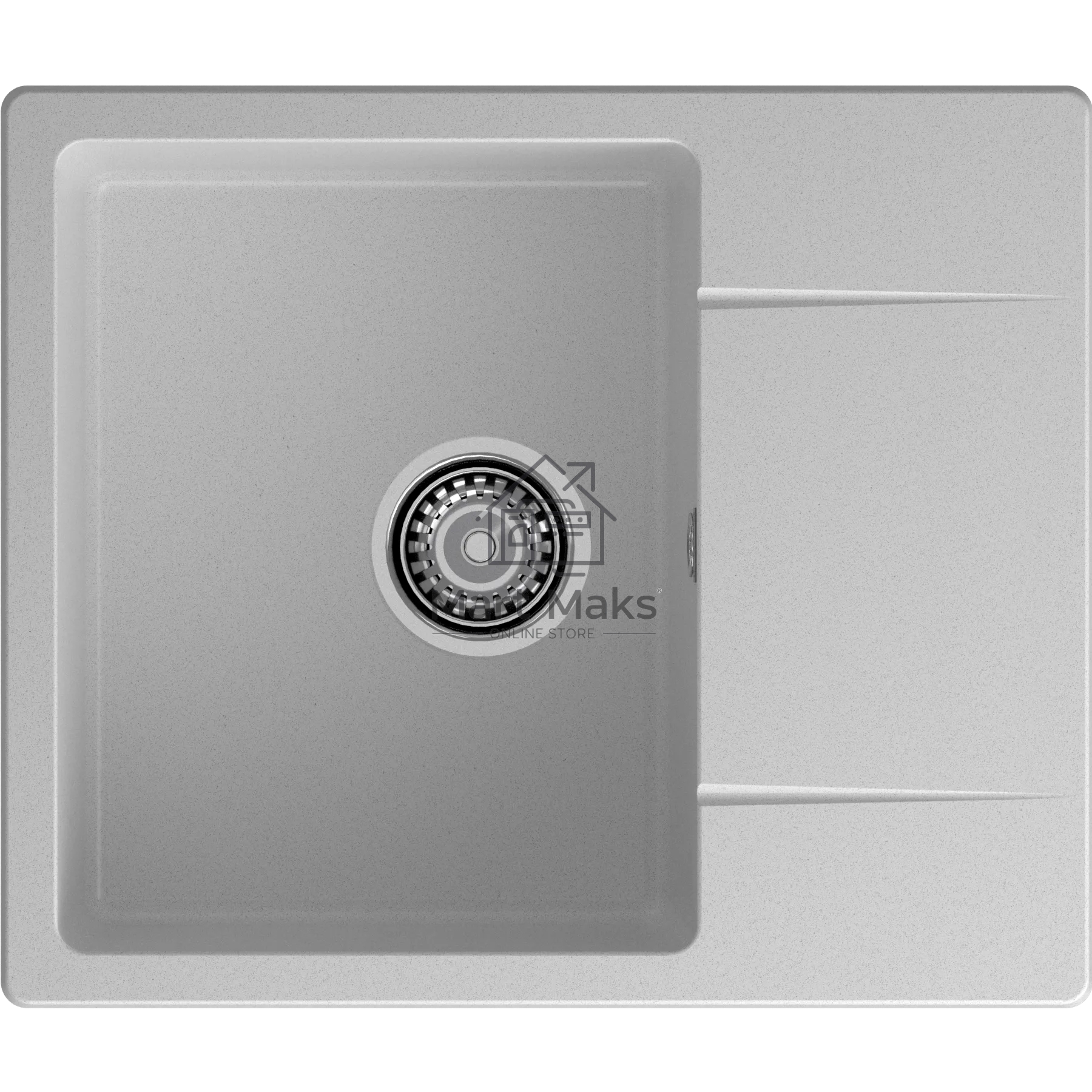 Мойка GRANFEST URBAN 258L 1-чаша+крыло 580*490мм, монтаж: врезной, материал: кварц, серый
