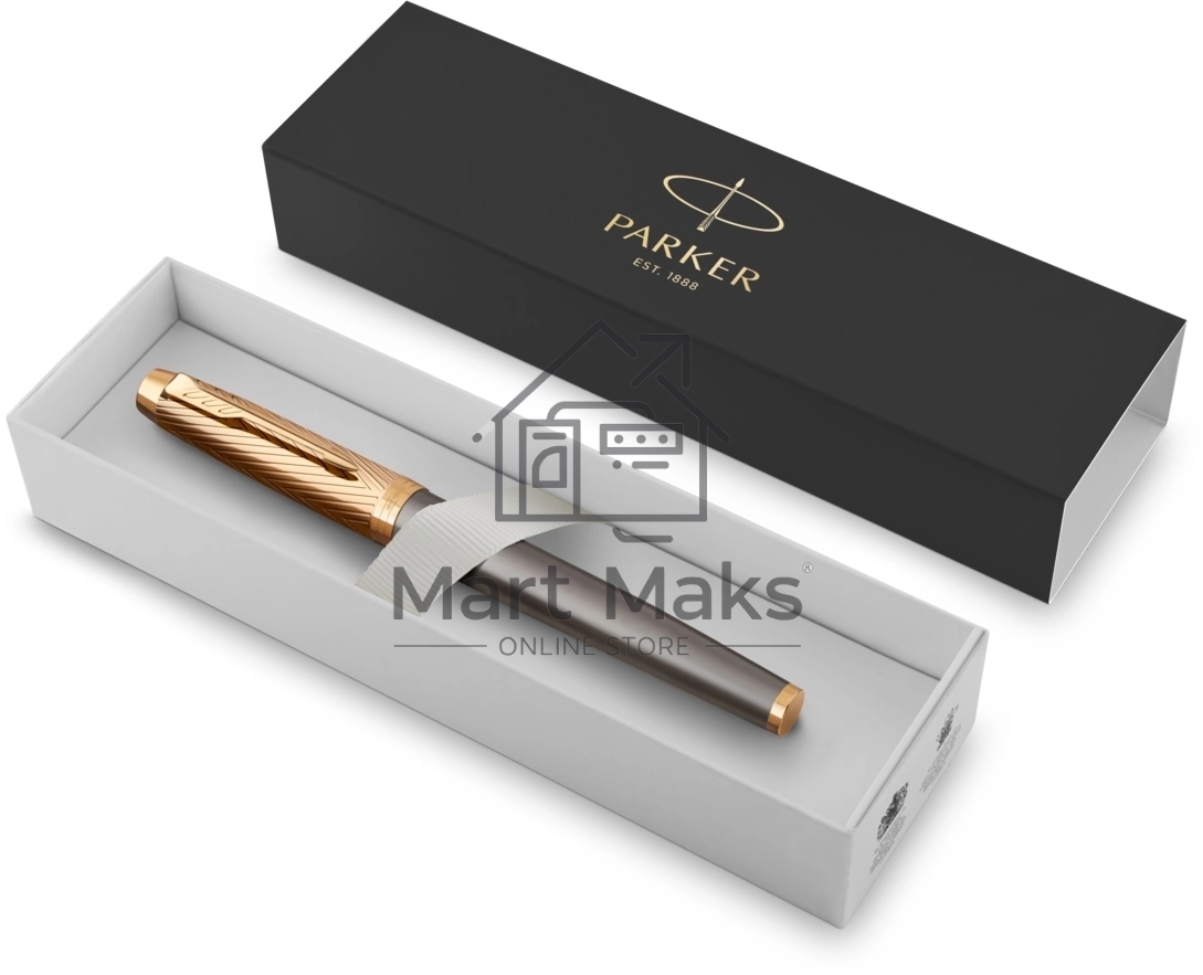 Ручка роллер Parker IM Premium Pioneers T329 (2200955) Arrow Grey GT F, черные чернила, подарочная коробка