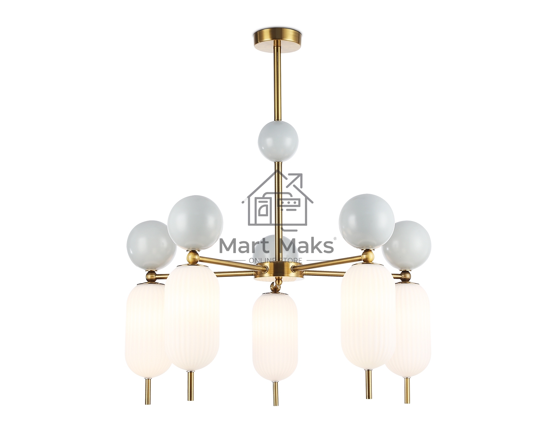 Светильник Ambrella light LH53104/5 BS/GR/FR латунь/серый/белый матовый G9*5 max 28W D650*750