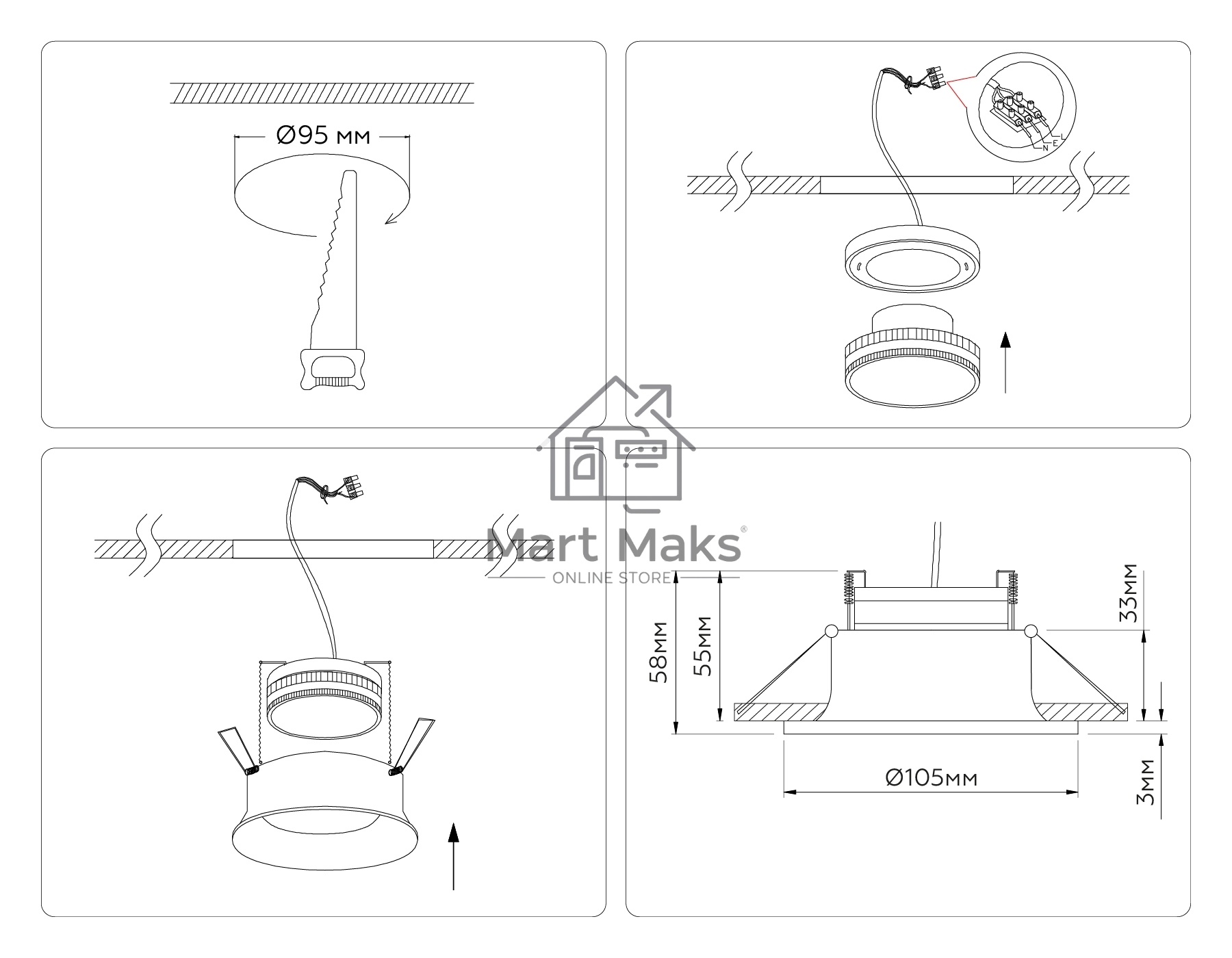 Светильник Ambrella light TN51811 BK черный GX53 max 15W D105*36