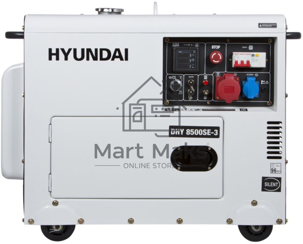 Электрогенератор дизельный Hyundai DHY 8500SE-3, 7.2 кВт, 72 дБ, 169 кг