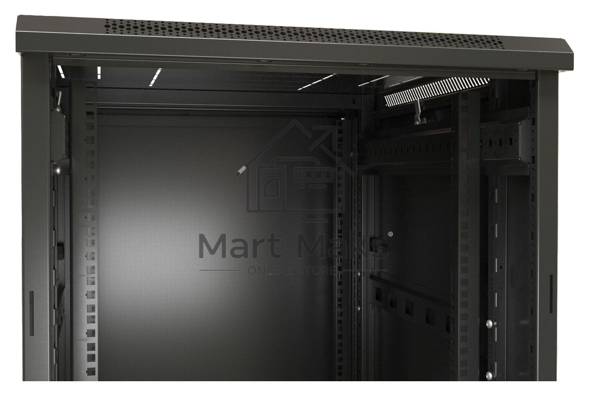 Шкаф напольный Hyperline TTB-4268-AS-RAL9004 19-дюймовый, 42U, 2055x 600х 800 мм (ВхШхГ), передняя стеклянная дверь со стальными перфорированными боковинами, задняя дверь сплошная, ручка с замком