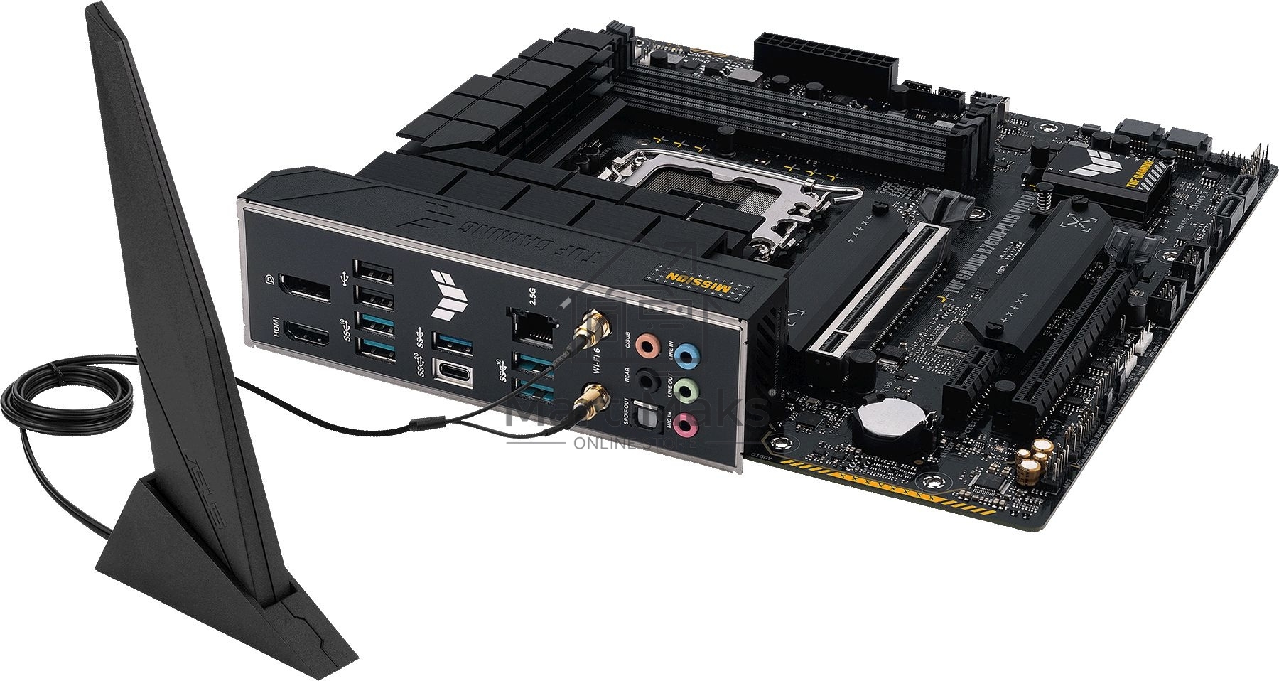 Материнская плата ASUS TUF GAMING B760M-PLUS WIFI D4, LGA 1700, Intel B760, 4xDDR4, 4xSATA, 2xM.2, 1xPCI-E 5.0 x16, 1xPCI-E 4.0 x4, 1xUSB-A 3.2 Gen 1, 4xUSB-A 3.2 Gen 2, 2xUSB 2.0, 1xUSB-C 3.2 Gen 2x2, 1x2.5Gb LAN, 5x3.5 мм, 7.1, Wi-Fi 6, Bluetooth 5.2, M
