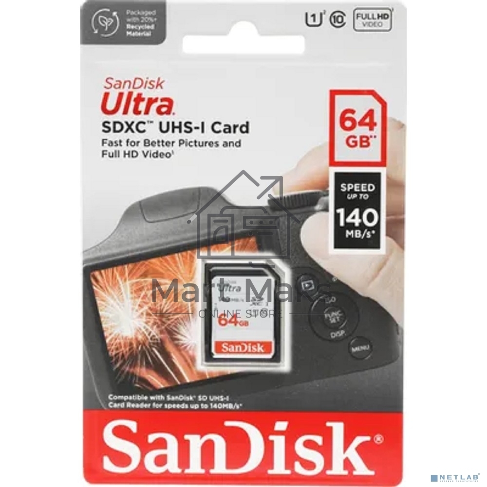 Карта памяти SANDISK SDXC 64GB UHS-I SDSDUNB-064G-GN6IN