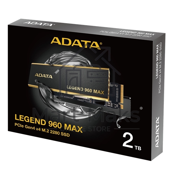 Накопитель SSD ADATA LEGEND 960 MAX, 2Tb, PCIe 4.0 x4, M.2 2280, NVMe, R/W 7400/6800, с радиатором