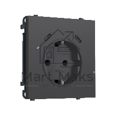 Комплект механизма электрической розетки SIGMA Графит Мягкое касание 2USB С+C 20W (быст. зар.) с/з с/ш 16A-250V QUANT PRO (SP9105, PR165)