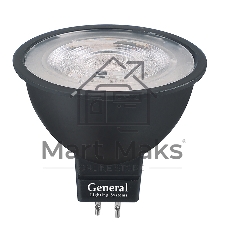Лампа Светодиодная General GLDEN-MR16-7-230-GU5.3-6500 Диффузор 60 градусов Черный корпус 1/10/100