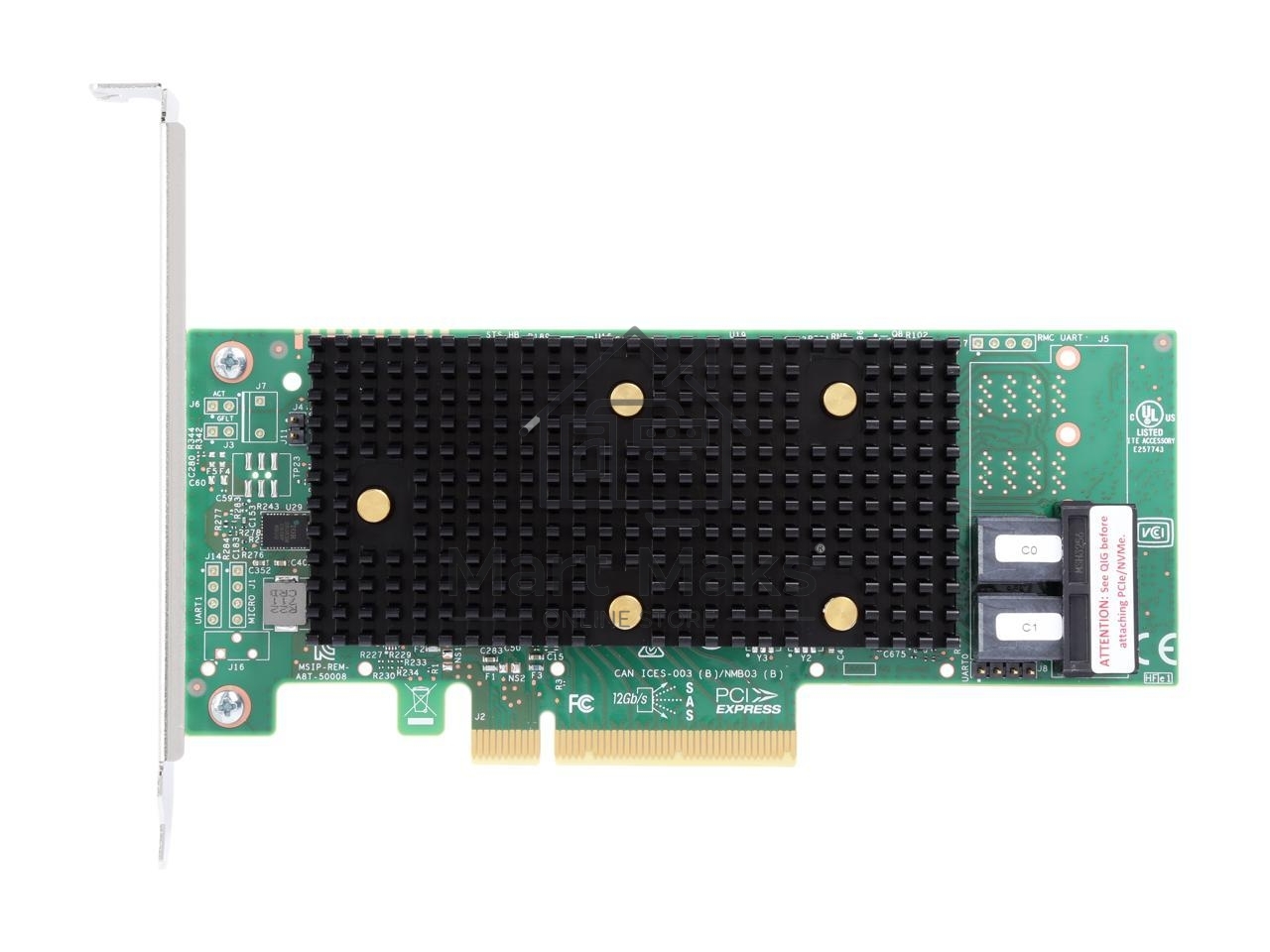 Контролер LSI 9400-8i SGL (05-50008-01), PCIe 3.1 x8 LP, Tri-Mode SAS/SATA/NVMe 12G HBA, 8port(1*int SFF8643), 3408 IOC