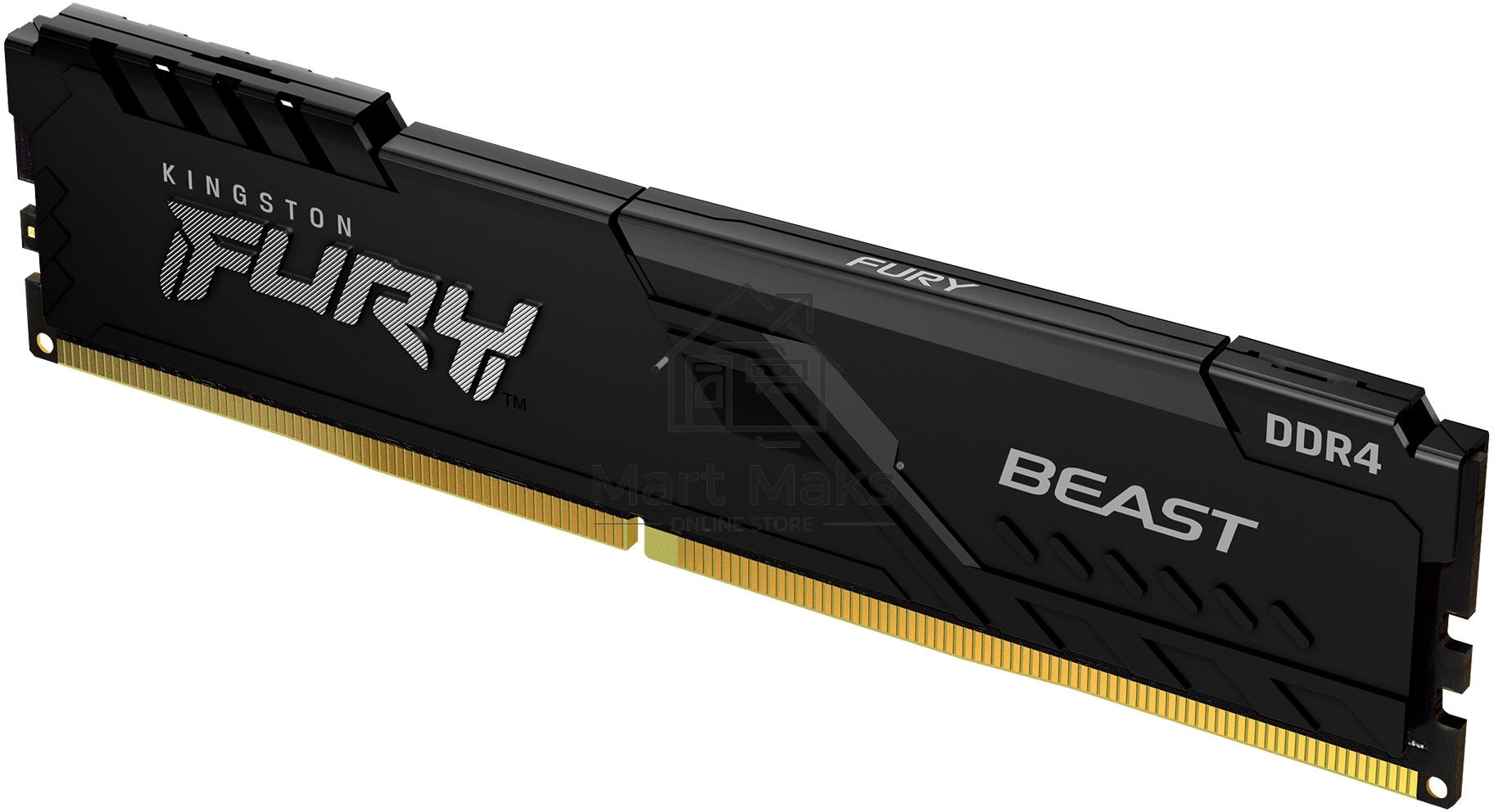 Оперативная память Kingston Fury Beast, DDR4, 8GB (1x8GB), 3600MHz, CL17, DIMM, с радиатором, черны