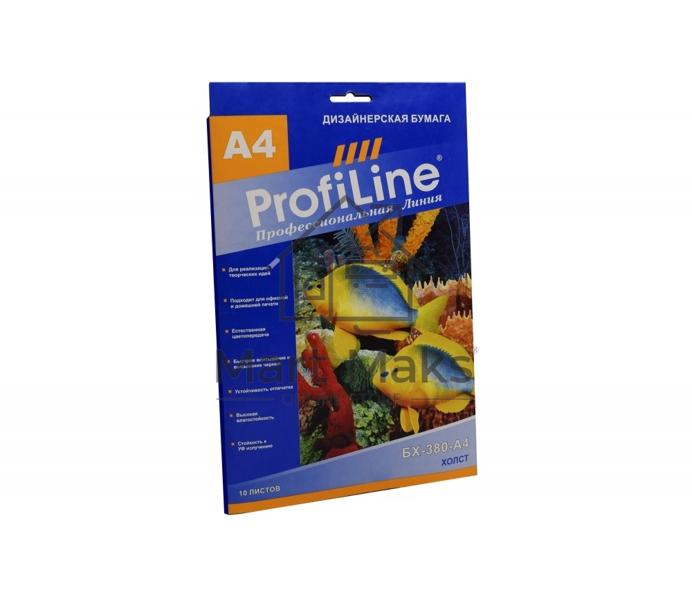 БХ-380-А4-10 ХОЛСТ на основе хлопка, 380г/м2, А4, 10л, 1440 dpi