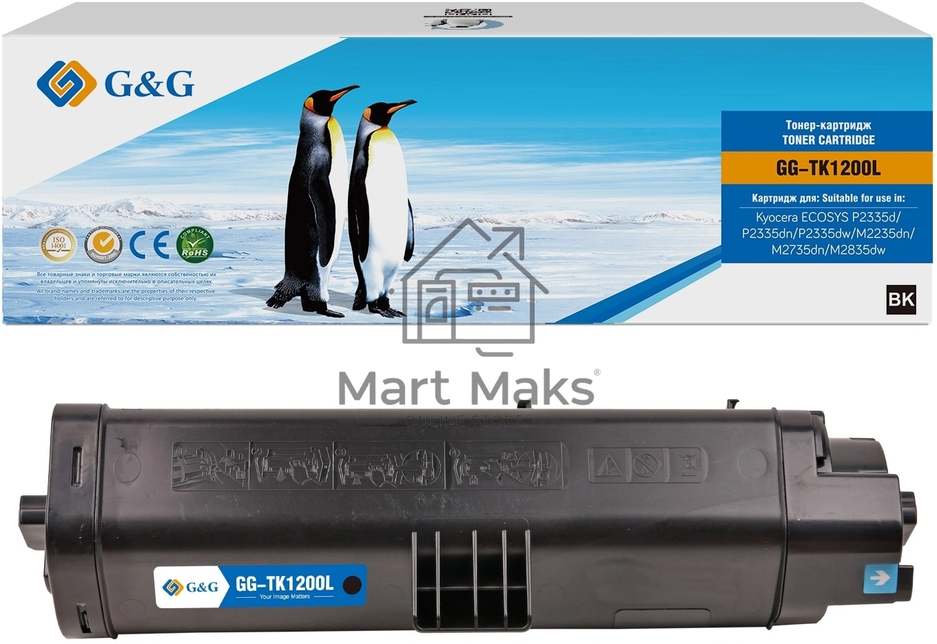 Картридж лазерный G&G GG-TK1200L черный (11000стр.) для Kyocera ECOSYS P2335d/P2335dn/P2335dw/M2235dn/M2735dn/M2835dw