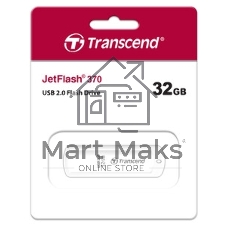 Флешка USB Transcend JetFlash 370 (TS32GJF370), 32Gb, USB 2.0, R/W 12/5, белый
