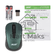 Мышь беспроводная Acer OMR135 зеленый, 1000 dpi, радиоканал, USB, кнопки - 3