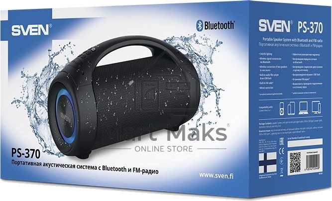 Колонка портативная Sven АС PS-370 черный 40W 2.0 BT