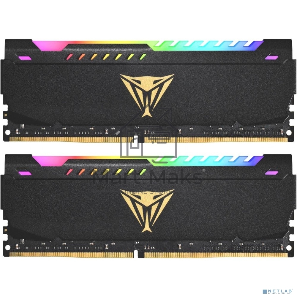 Оперативная память Patriot Viper Steel, DDR4, 32GB (2x16GB), 3200MHz, CL18, DIMM, с радиатором, RGB, черный