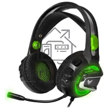 Гарнитура Crown CMGH-3002 чёрный/зелёный, проводная, подсветка