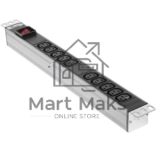 Блок розеток Rem-10 без шнура с фил. и инд., 10 IEC 60320 C13, вход IEC 60320 C14, 10A, алюм., 19