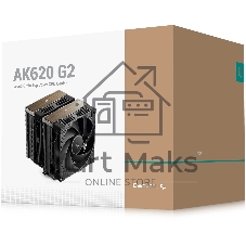 Кулер для процессора DEEPCOOL AK620 G2 LGA1851/1700/1200/115X/AM5/AM4 (8шт/кор, TDP 260W, PWM, DUAL Fan 120мм, 6 тепл. трубок, Copper Base, Wood-grain top cover, черный) RET (R-AK620G2-BKNNMN-GJD)