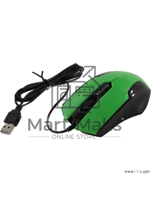 Мышь проводная Qumo Office M14 зеленый, 1000 dpi, USB, кнопки - 3