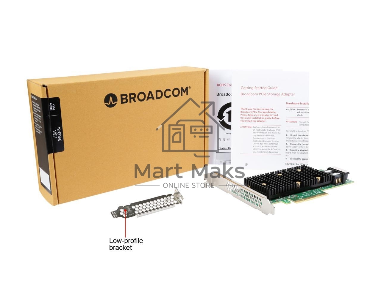 Контролер LSI 9400-8i SGL (05-50008-01), PCIe 3.1 x8 LP, Tri-Mode SAS/SATA/NVMe 12G HBA, 8port(1*int SFF8643), 3408 IOC