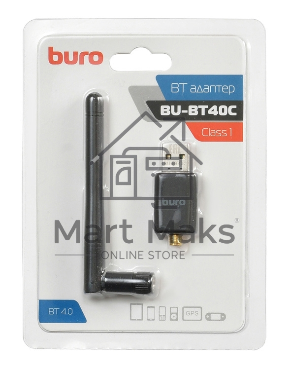 Адаптер USB Buro BU-BT40С Bluetooth 4.0+EDR class 1 100м черный