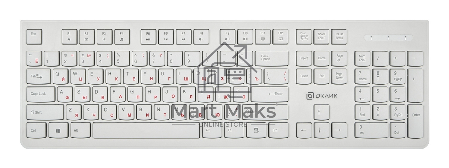 Клавиатура Oklick 505M белый USB slim
