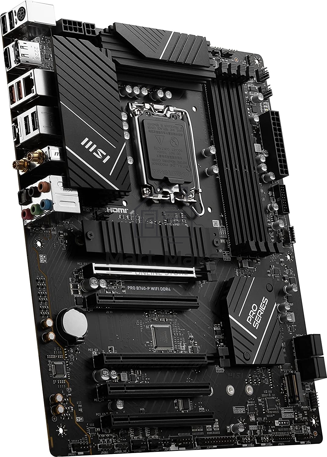 Материнская плата MSI PRO B760-P WIFI DDR4, LGA 1700, Intel B760, 4xDDR4, 4xSATA, 2xM.2, 1xPCIe 4.0 x16, 1xPCIe 4.0 x4, 3xPCIe 3.0 x1, 1xHDMI, 1xDP, 1xRJ45 2.5Gb, Wi-Fi 6E, Bluetooth 5.3, 1xUSB-C 3.2 Gen 2, 2xUSB-A 3.2 Gen 2, 4xUSB-A 2.0, 5x3.5мм, TOSLINK